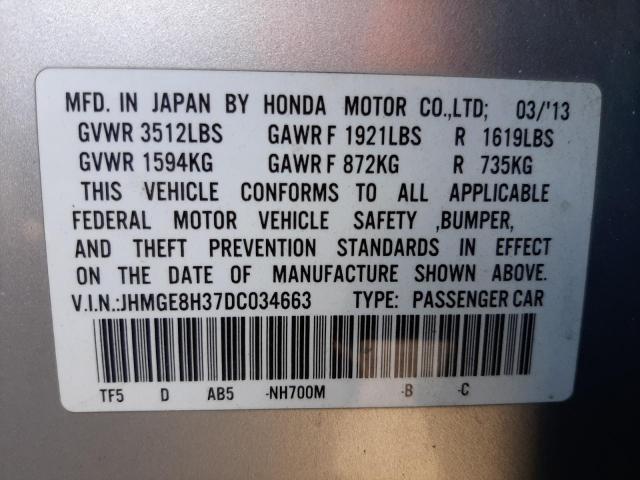 Photo 10 from auction – 2013 HONDA FIT with VIN JHMGE8H37DC034663