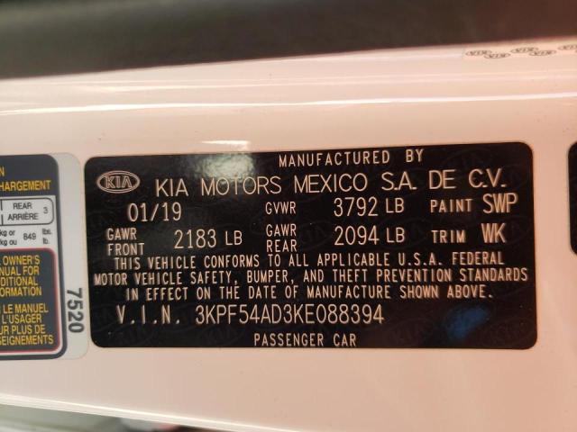 Photo 10 from auction – 2019 KIA FORTE EX with VIN 3KPF54AD3KE088394