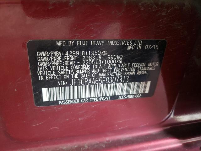 Photo 10 from auction – 2015 SUBARU IMPREZA with VIN JF1GPAA65F8307313