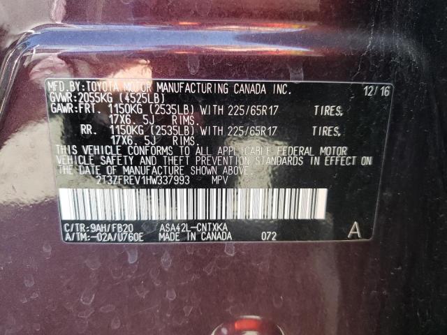 Photo 10 from auction – 2017 TOYOTA RAV4 LE with VIN 2T3ZFREV1HW337993