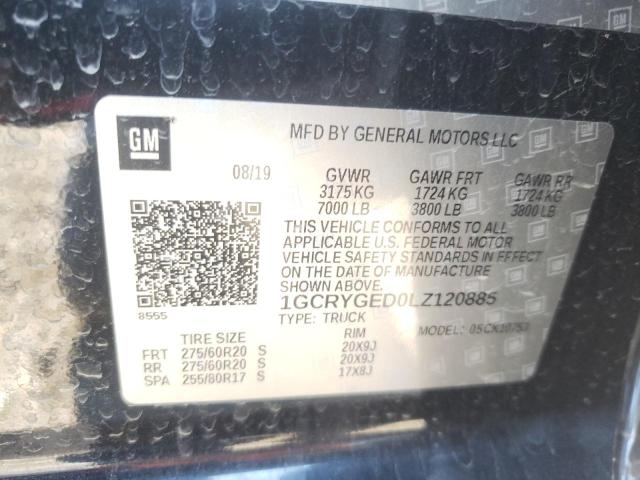 Photo 10 from auction – 2020 CHEVROLET SILVERADO with VIN 1GCRYGED0LZ120885