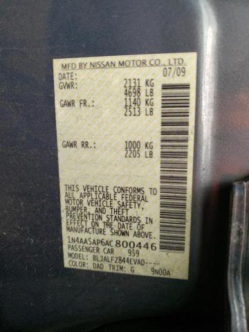Photo 10 from auction – 2010 NISSAN MAXIMA S with VIN 1N4AA5AP6AC800446