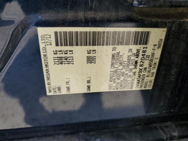 Photo 10 from auction – 2013 NISSAN MAXIMA S with VIN 1N4AA5AP3DC820481