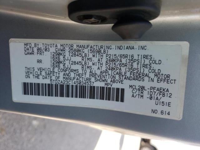 Photo 10 from auction – 2004 TOYOTA SIENNA CE with VIN 5TDZA23C14S034537