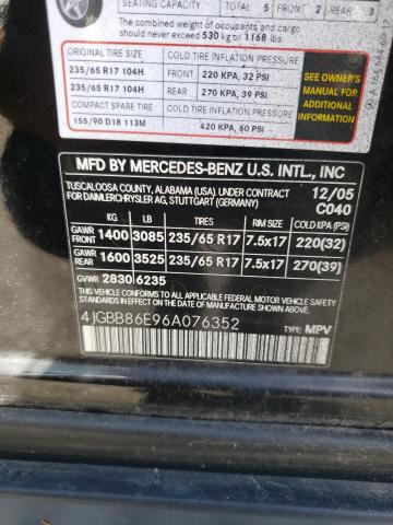 Photo 10 from auction – 2006 MERCEDES-BENZ ML 350 with VIN 4JGBB86E96A076352