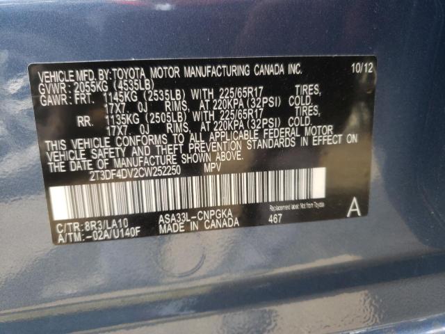 Photo 10 from auction – 2012 TOYOTA RAV4 LIMIT with VIN 2T3DF4DV2CW252250
