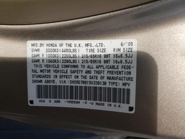 Photo 10 from auction – 2005 HONDA CR-V EX with VIN SHSRD78815U339138