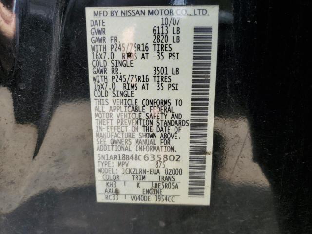 Photo 10 from auction – 2008 NISSAN PATHFINDER with VIN 5N1AR18B48C635802