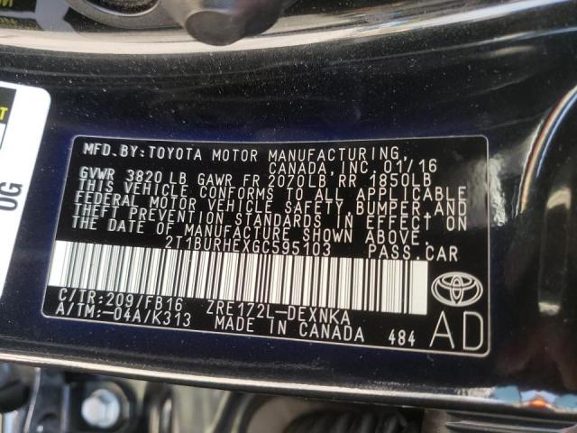 Photo 10 from auction – 2016 TOYOTA COROLLA L with VIN 2T1BURHEXGC595103