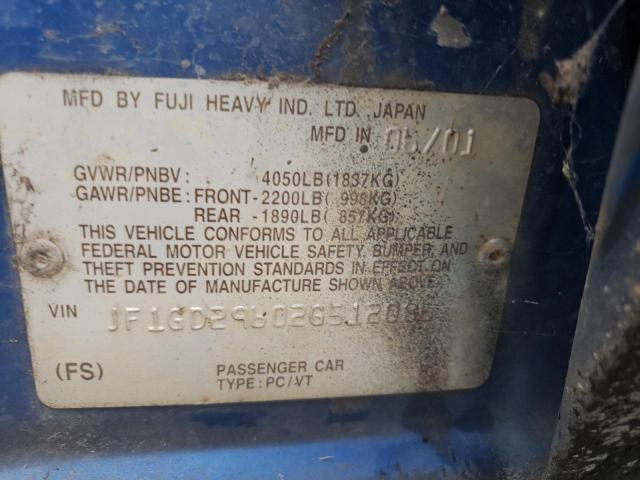 Photo 10 from auction – 2002 SUBARU IMPREZA WR with VIN JF1GD29602G512086