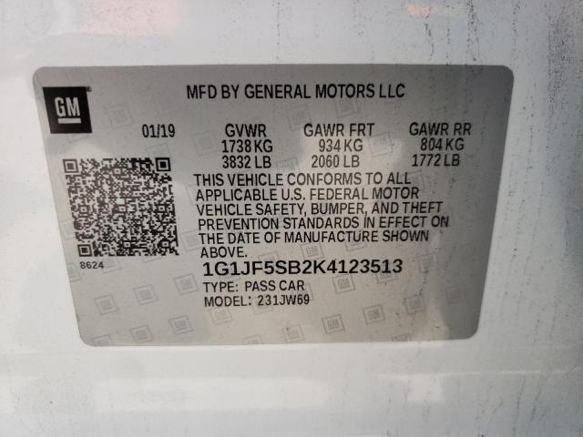 Photo 10 from auction – 2019 CHEVROLET SONIC PREM with VIN 1G1JF5SB2K4123513