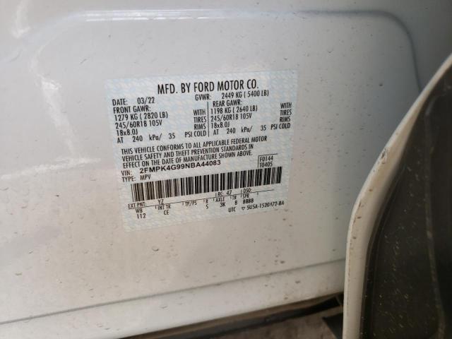 Photo 10 from auction – 2022 FORD EDGE SE with VIN 2FMPK4G99NBA44083