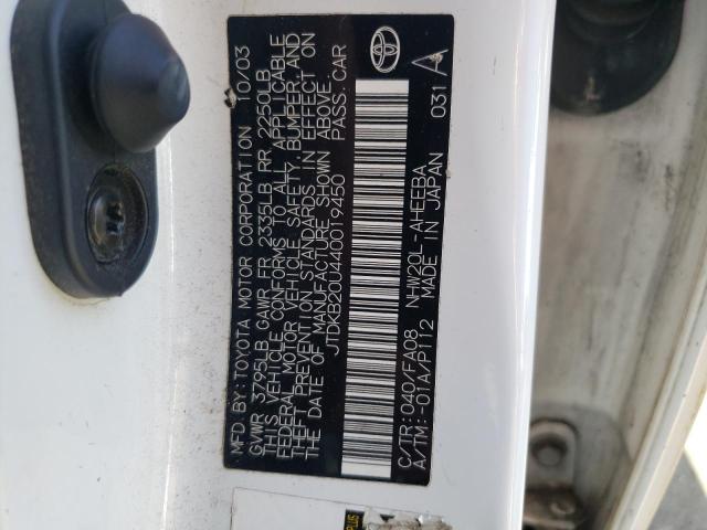 Photo 10 from auction – 2004 TOYOTA PRIUS with VIN JTDKB20U440019450