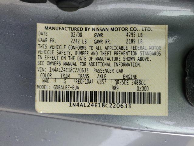 Photo 10 from auction – 2008 NISSAN ALTIMA with VIN 1N4AL24E18C220633