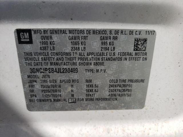 Photo 10 from auction – 2018 CHEVROLET TRAX 1LT with VIN 3GNCJPSB4JL230489