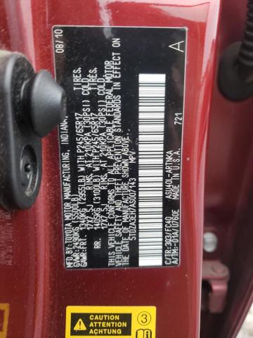 Foto 10 de la subasta – 2010 TOYOTA HIGHLANDER con VIN 5TDZA3EH7AS007143