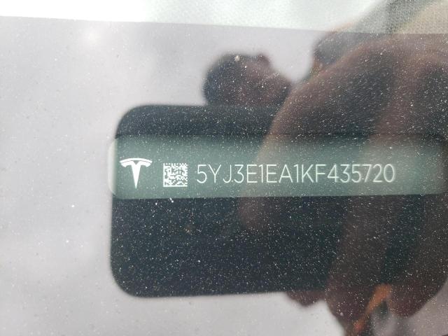 Photo 10 from auction – 2019 TESLA MODEL 3 with VIN 5YJ3E1EA1KF435720