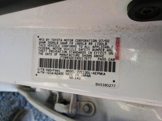صورة رقم 10 من المزاد - 2003 TOYOTA COROLLA CE مع VIN JTDBR32E330017677