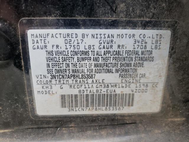 Photo 10 from auction – 2017 NISSAN VERSA S with VIN 3N1CN7AP8HL853587