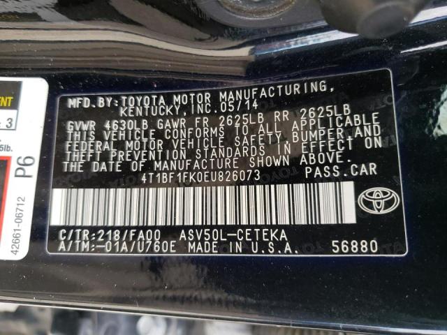 Photo 10 from auction – 2014 TOYOTA CAMRY L with VIN 4T1BF1FK0EU826073