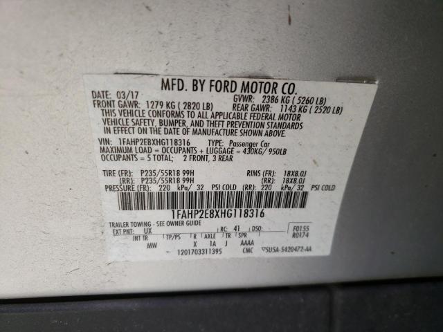 Photo 10 from auction – 2017 FORD TAURUS SEL with VIN 1FAHP2E8XHG118316