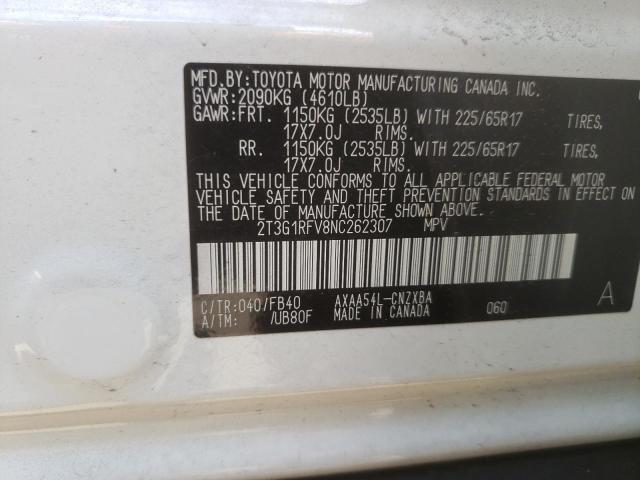 Photo 10 from auction – 2022 TOYOTA RAV4 LE with VIN 2T3G1RFV8NC262307