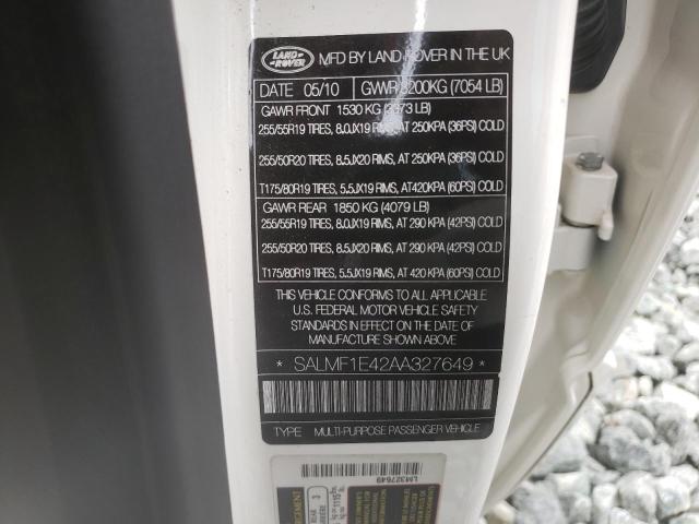 Photo 10 from auction – 2010 LAND ROVER RANGE ROVE with VIN SALMF1E42AA327649