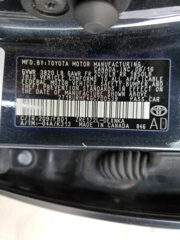 Photo 10 from auction – 2016 TOYOTA COROLLA L with VIN 2T1BURHE4GC700539
