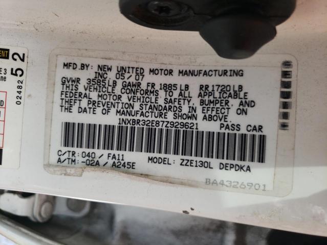 Photo 10 from auction – 2007 TOYOTA COROLLA with VIN 1NXBR32E87Z929621
