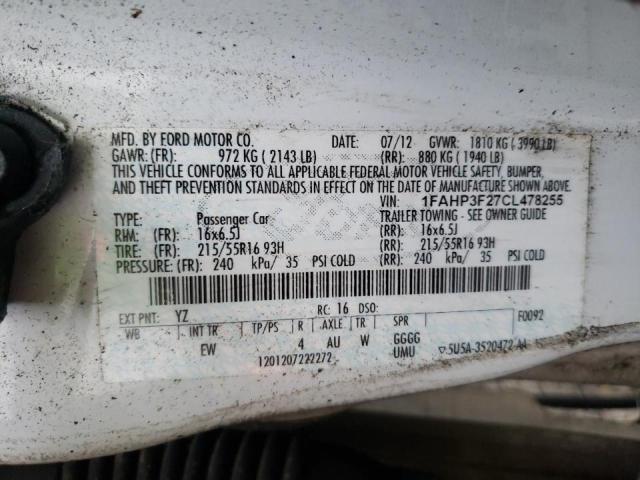 Photo 10 from auction – 2012 FORD FOCUS SE with VIN 1FAHP3F27CL478255