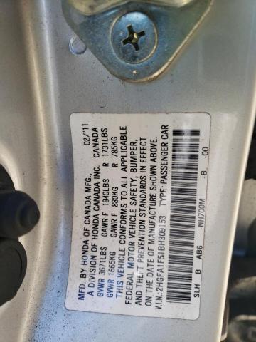 Photo 10 from auction – 2011 HONDA CIVIC LX with VIN 2HGFA1F51BH309153