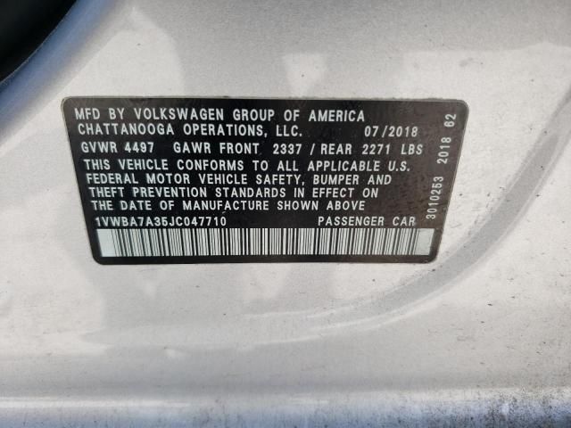 Photo 10 from auction – 2018 VOLKSWAGEN PASSAT SE with VIN 1VWBA7A35JC047710