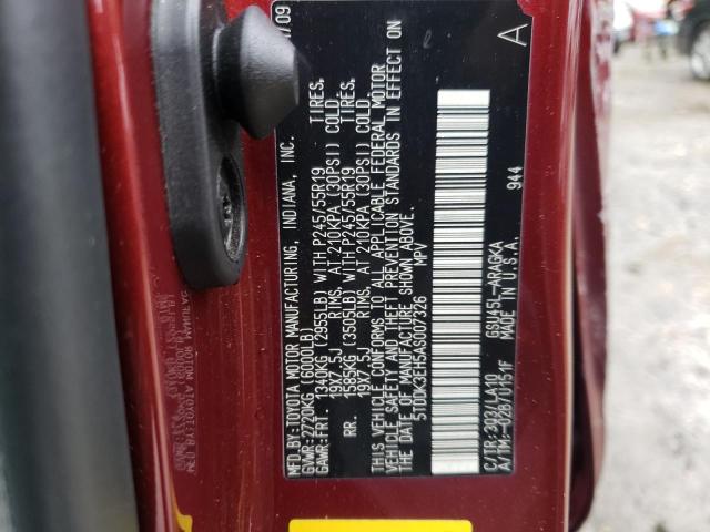 Foto 10 de la subasta – 2010 TOYOTA HIGHLANDER con VIN 5TDDK3EH5AS007326