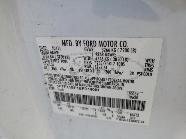 Photo 10 from auction – 2011 FORD F150 SUPER with VIN 1FTFX1EF1BFD19061
