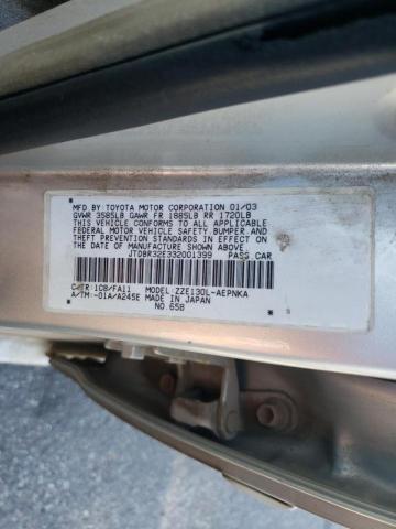 Photo 10 from auction – 2003 TOYOTA COROLLA CE with VIN JTDBR32E332001399