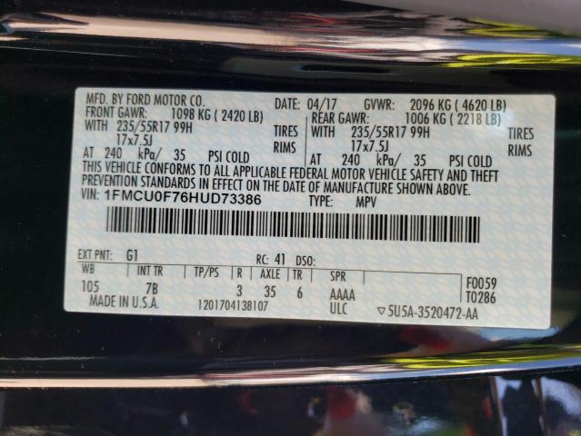 Photo 10 from auction – 2017 FORD ESCAPE S with VIN 1FMCU0F76HUD73386