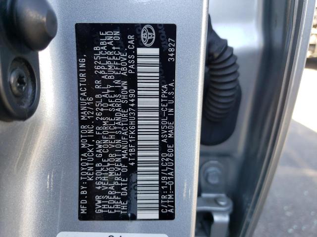 Photo 10 from auction – 2017 TOYOTA CAMRY LE with VIN 4T1BF1FK6HU374490