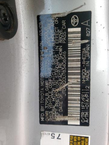 Photo 10 from auction – 2008 TOYOTA PRIUS with VIN JTDKB20U783406546