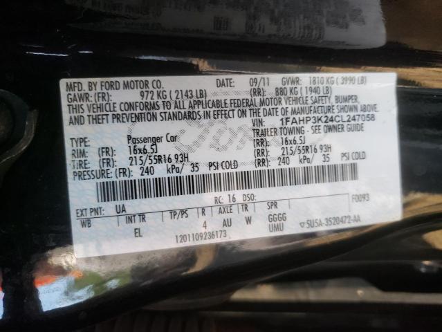 Photo 10 from auction – 2012 FORD FOCUS SE with VIN 1FAHP3K24CL247058