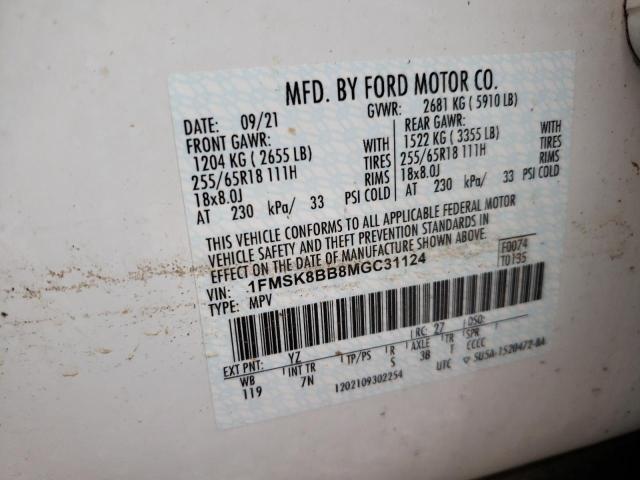 Photo 10 from auction – 2021 FORD EXPLORER with VIN 1FMSK8BB8MGC31124