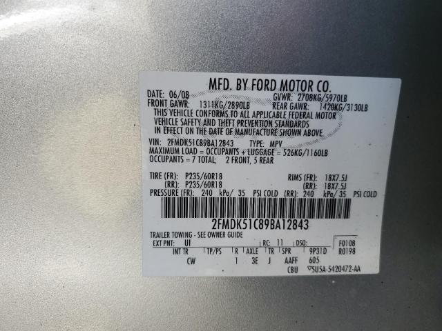 Photo 10 from auction – 2009 FORD FLEX SE with VIN 2FMDK51C89BA12843