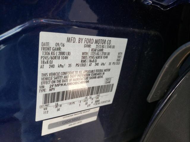 Photo 10 from auction – 2016 FORD EDGE SEL with VIN 2FMPK4J96GBC48996