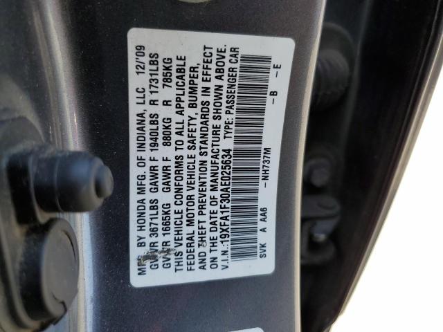 Photo 10 from auction – 2010 HONDA CIVIC VP with VIN 19XFA1F30AE025634