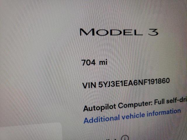 Photo 8 from auction – 2022 TESLA MODEL 3 with VIN 5YJ3E1EA6NF191860