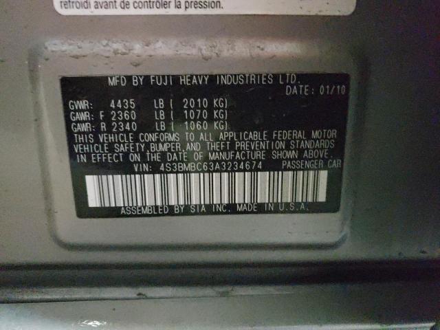 Photo 10 from auction – 2010 SUBARU LEGACY 2.5 with VIN 4S3BMBC63A3234674
