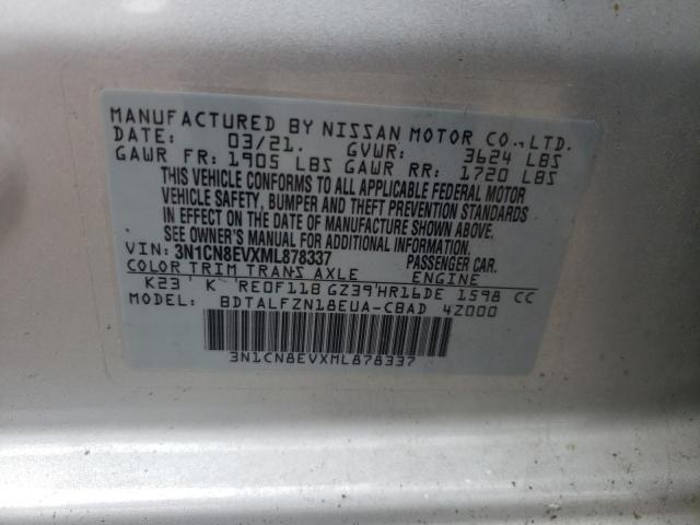Photo 10 from auction – 2021 NISSAN VERSA SV with VIN 3N1CN8EVXML878337