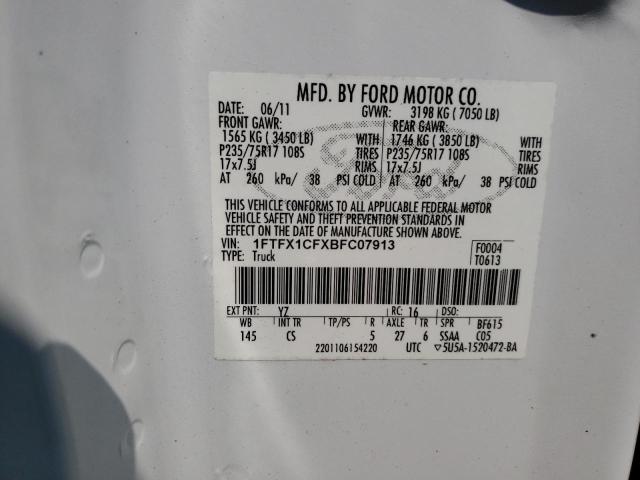 Photo 10 from auction – 2011 FORD F150 SUPER with VIN 1FTFX1CFXBFC07913