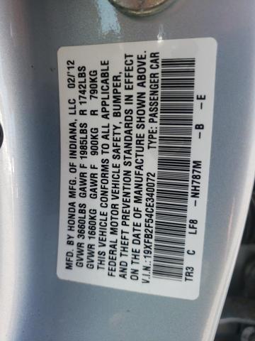 Photo 10 from auction – 2012 HONDA CIVIC LX with VIN 19XFB2F54CE340072