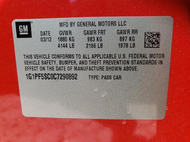 Photo 10 from auction – 2012 CHEVROLET CRUZE LT with VIN 1G1PF5SC0C7290892