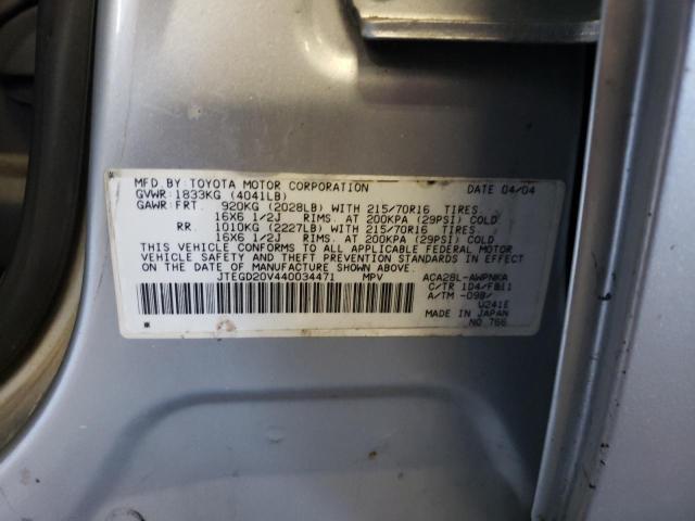 Photo 10 from auction – 2004 TOYOTA RAV4 with VIN JTEGD20V440034471